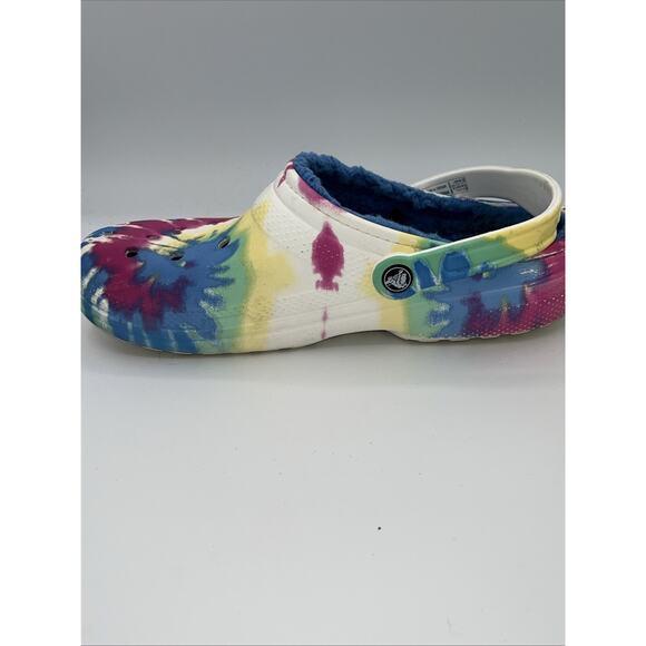 Crocs Unisex Multicolor Tie Dye Classic Fur Lined Clog Men Sz 11 Womens Sz 13 - Picture 7 of 10